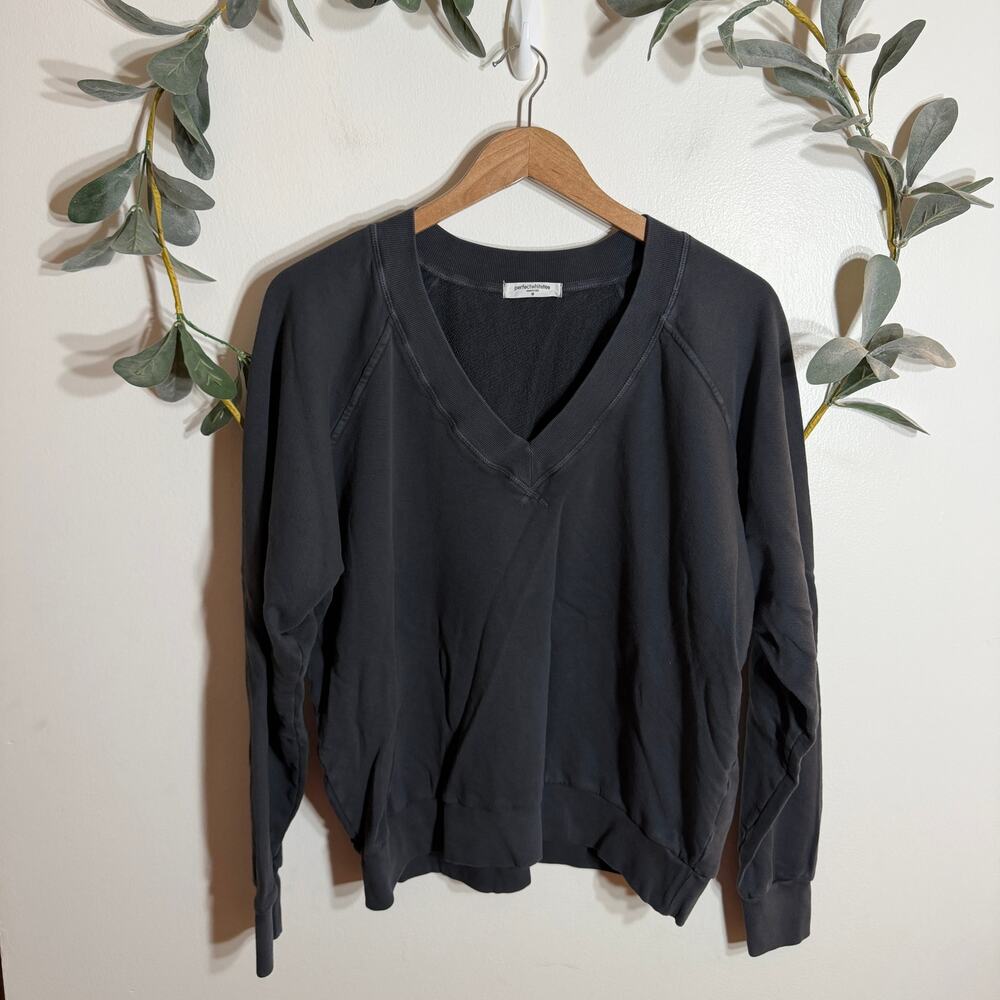Perfectwhitetee Dark Gray V Neck Sweatshirt